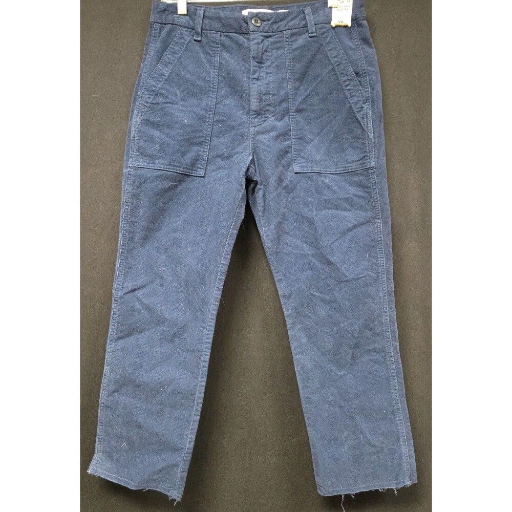 Amo Jeans Easy Army Trouser Relaxed Fit Blue Corderoy High-Waisted Pants Size 29